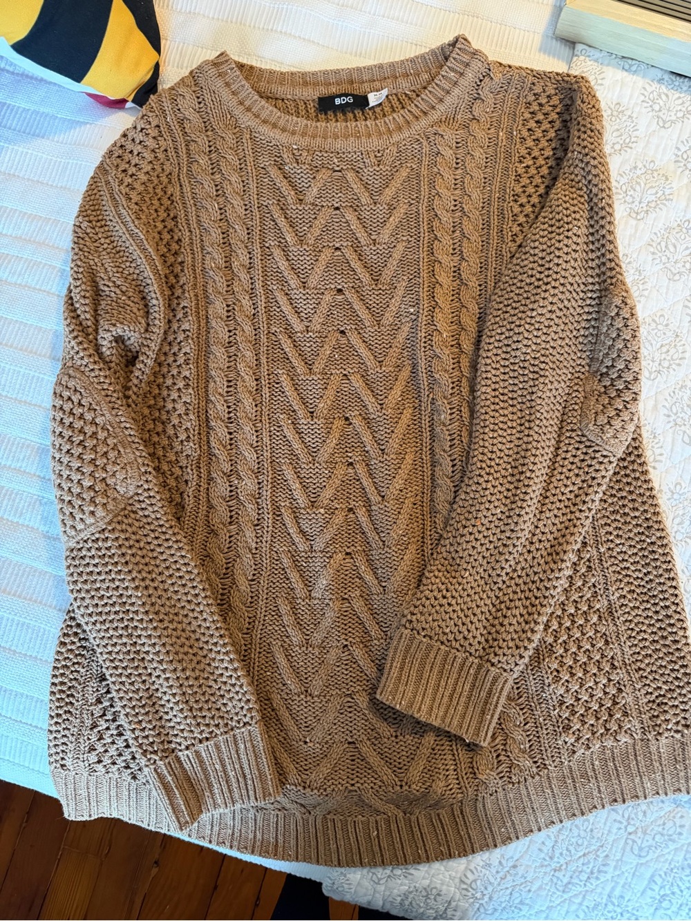 BDG Cable-Knit Sweater in Camel